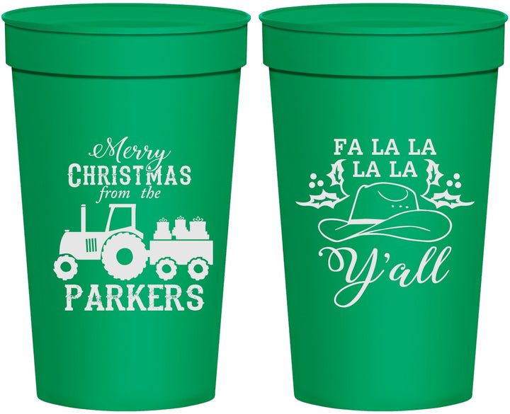 Personalized Christmas 32 oz Stadium Cups - Country | 280097
