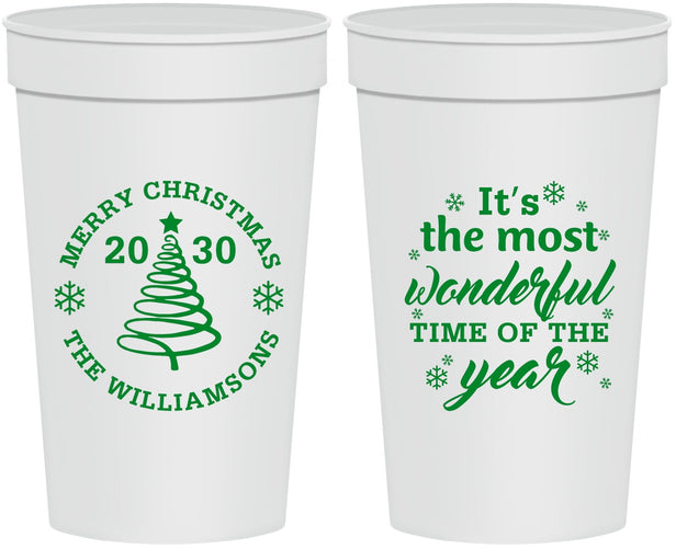 Personalized Christmas 32 oz Stadium Cups - Wonderful Time For A Beer | 280099