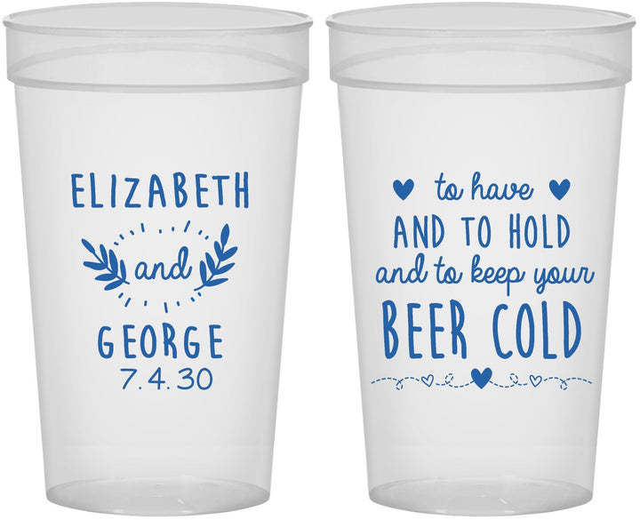 Personalized Wedding 32 oz Stadium Cups - To Have And To Hold | 281