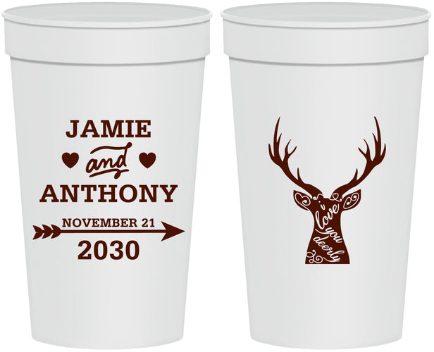 Personalized Wedding 32 oz Stadium Cups - Deer | 282