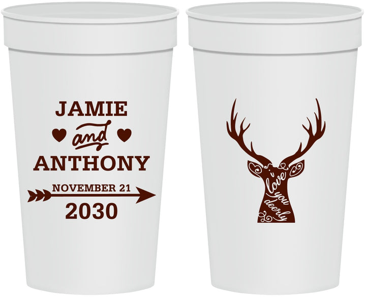 Personalized Wedding 32 oz Stadium Cups - Deer | 282