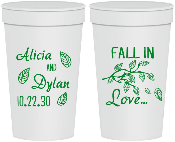 Personalized Wedding 32 oz Stadium Cups - Fall In Love | 283