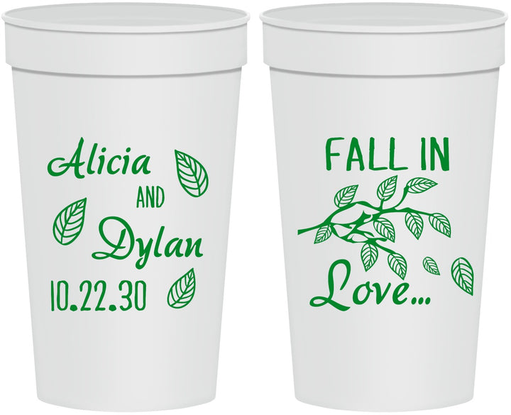 Personalized Wedding 32 oz Stadium Cups - Fall In Love | 283