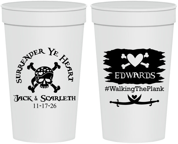 Personalized Wedding 32 oz Stadium Cups - Pirate | 286