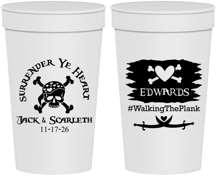 Personalized Wedding 32 oz Stadium Cups - Pirate | 286