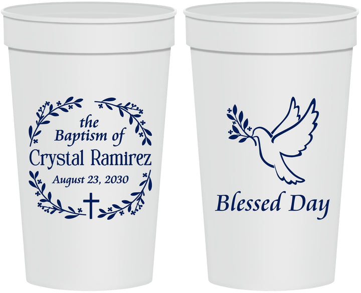 Personalized Baptism 32 oz Stadium Cups - Blessed Day | 290006