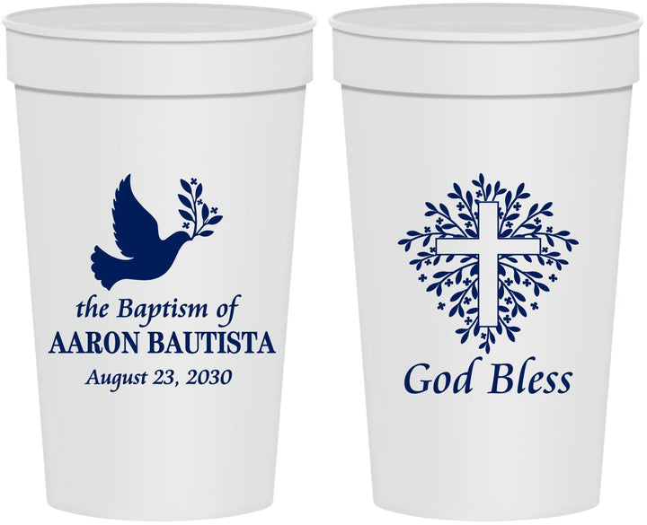 Personalized Baptism 32 oz Stadium Cups - God Bless | 290007