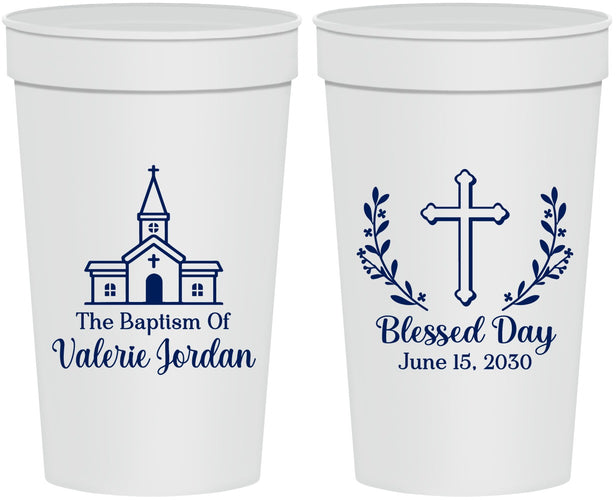 Personalized Baptism 32 oz Stadium Cups - Blessed Day | 290009