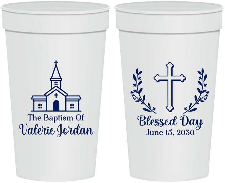 Personalized Baptism 32 oz Stadium Cups - Blessed Day | 290009