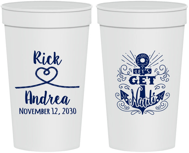 Personalized Wedding 32 oz Stadium Cups - Lets Get Nauti | 292