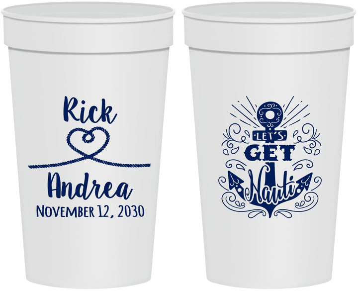 Personalized Wedding 32 oz Stadium Cups - Lets Get Nauti | 292