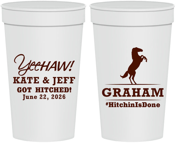Personalized Wedding 32 oz Stadium Cups - Got Hitched | 296