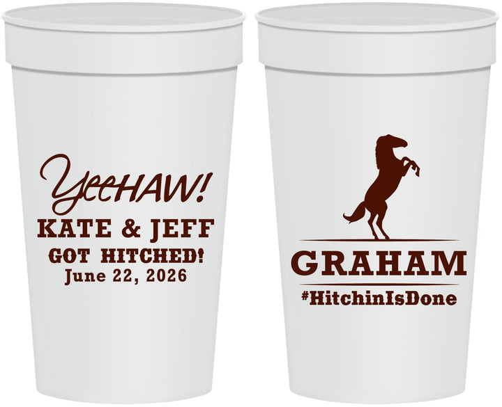 Personalized Wedding 32 oz Stadium Cups - Got Hitched | 296