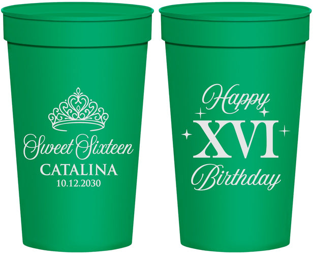 Personalized 16th Birthday 32 oz Stadium Cups - Tiara | 300002