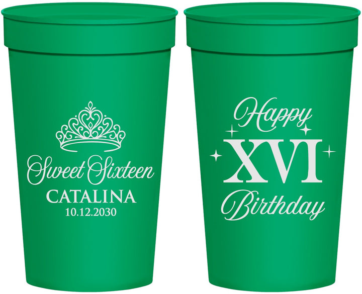 Personalized 16th Birthday 32 oz Stadium Cups - Tiara | 300002