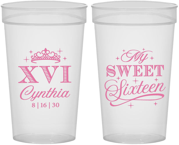 Personalized 16th Birthday 32 oz Stadium Cups - Tiara | 300003