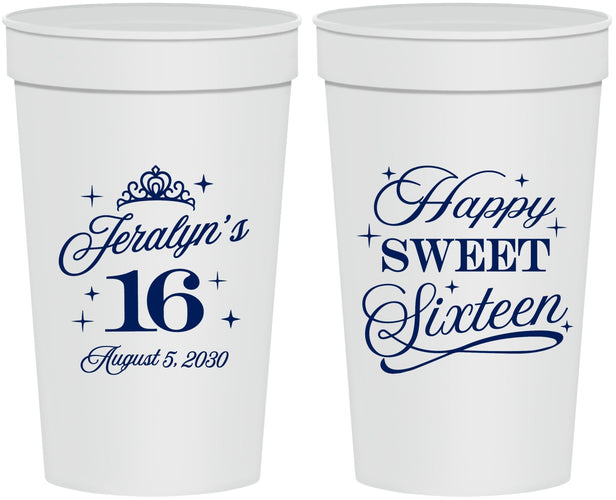 Personalized 16th Birthday 32 oz Stadium Cups - Tiara | 300004