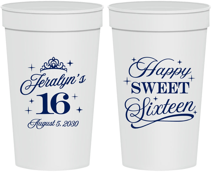 Personalized 16th Birthday 32 oz Stadium Cups - Tiara | 300004
