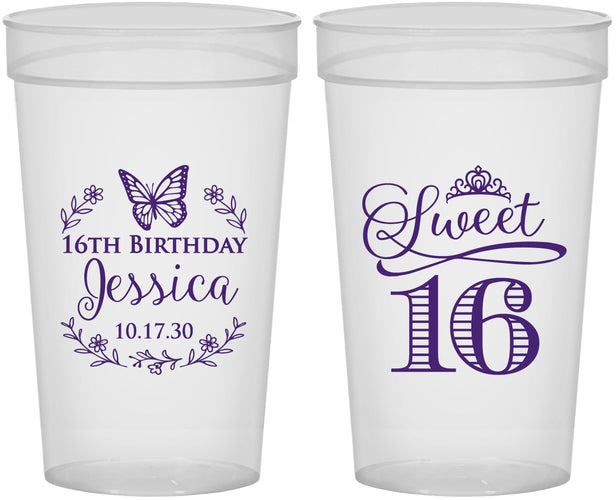 Personalized 16th Birthday 32 oz Stadium Cups - Butterfly | 300005