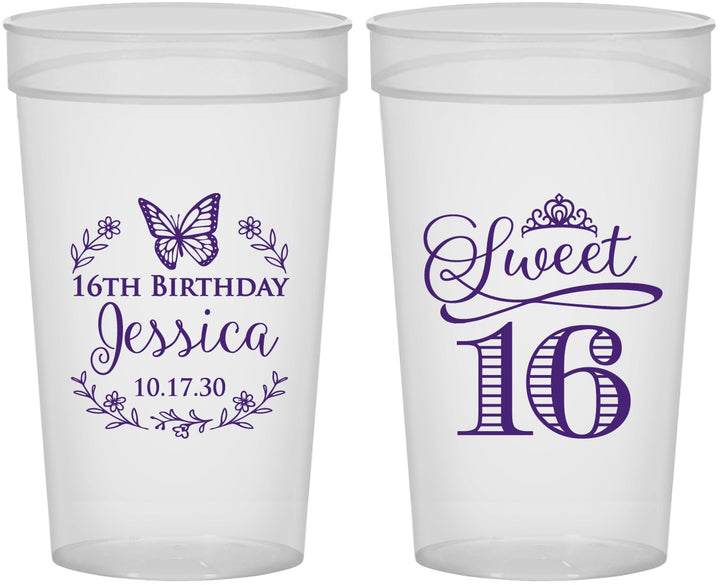 Personalized 16th Birthday 32 oz Stadium Cups - Butterfly | 300005