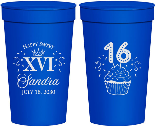 Personalized 16th Birthday 32 oz Stadium Cups - Cupcake | 300007