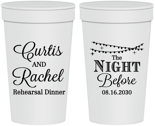 Personalized Rehearsal Dinner 32 oz Stadium Cups - The Night Before | 30006