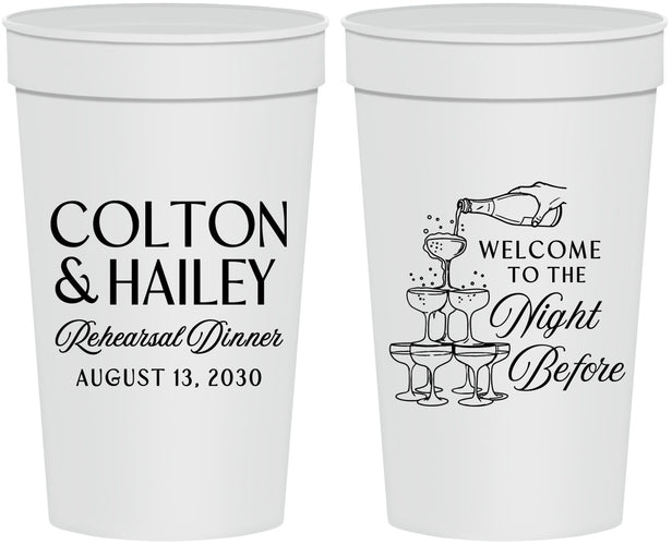 Personalized Rehearsal Dinner 32 oz Stadium Cups - The Night Before | 30007