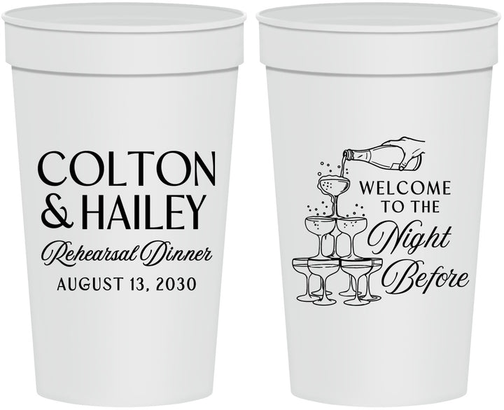 Personalized Rehearsal Dinner 32 oz Stadium Cups - The Night Before | 30007