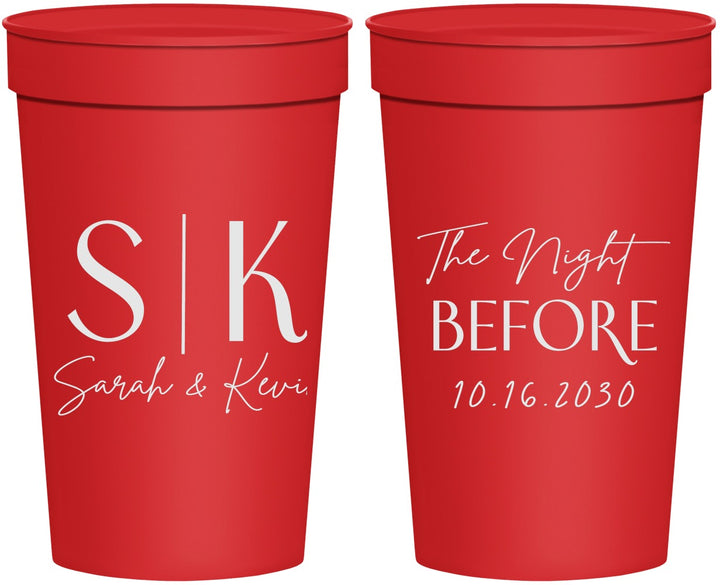 Personalized Rehearsal Dinner 32 oz Stadium Cups - The Night Before | 30009