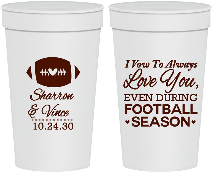 Personalized Wedding 32 oz Stadium Cups - Football | 302