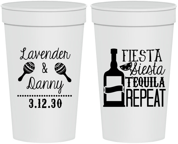 Personalized Wedding 32 oz Stadium Cups - Fiesta Siesta Tequila Repeat | 306
