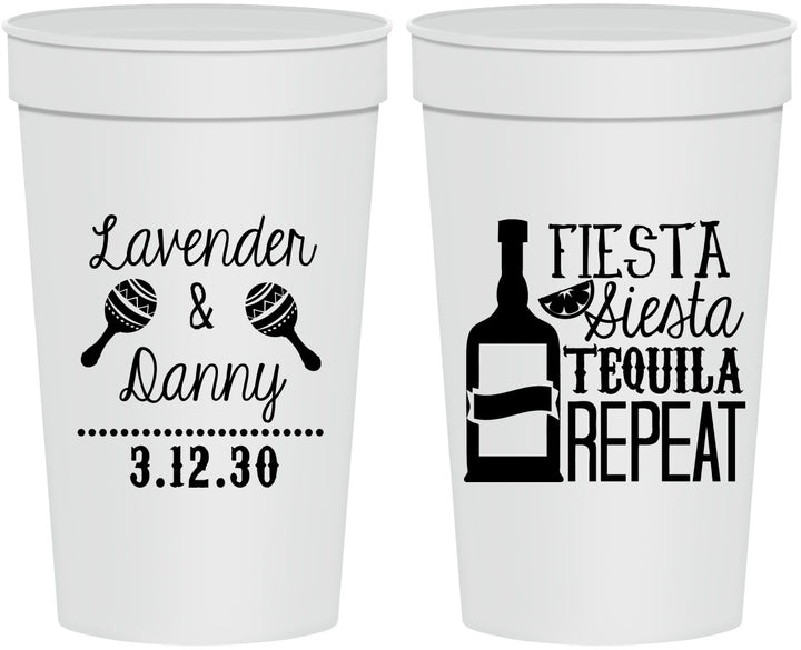 Personalized Wedding 32 oz Stadium Cups - Fiesta Siesta Tequila Repeat | 306