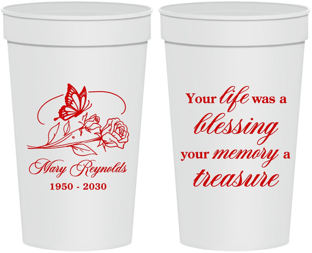 Personalized Memorial 32 oz Stadium Cups - Life Blessing Memory | 310005