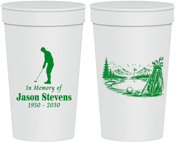Personalized Memorial 32 oz Stadium Cups - Heavens Finest Fairways | 310009