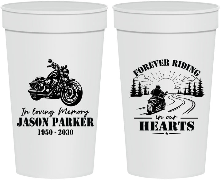 Personalized Memorial 32 oz Stadium Cups - Riding In Our Hearts | 310014