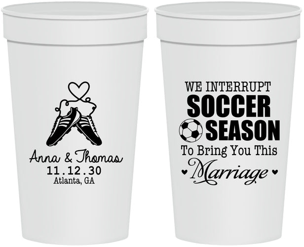 Personalized Wedding 32 oz Stadium Cups - We Interrupt Soccer | 311