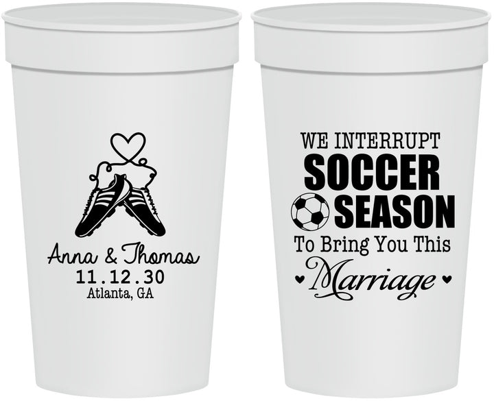 Personalized Wedding 32 oz Stadium Cups - We Interrupt Soccer | 311