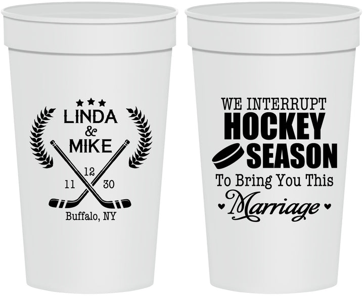 Personalized Wedding 32 oz Stadium Cups - We Interrupt Hockey | 312