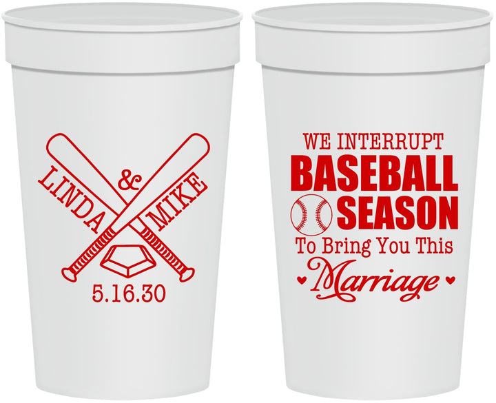Personalized Wedding 32 oz Stadium Cups - We Interrupt Baseball | 313