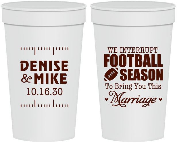 Personalized Wedding 32 oz Stadium Cups - We Interrupt Football | 314