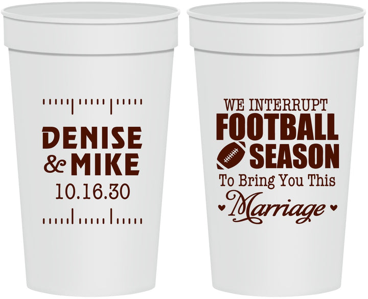 Personalized Wedding 32 oz Stadium Cups - We Interrupt Football | 314