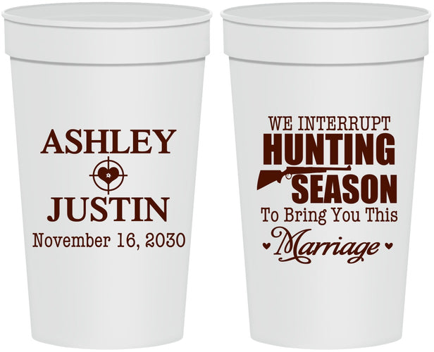 Personalized Wedding 32 oz Stadium Cups - We Interrupt Hunting | 316