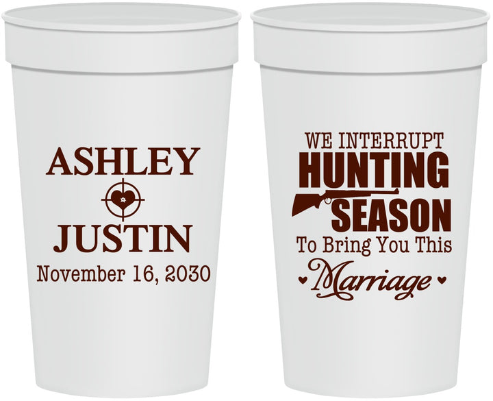 Personalized Wedding 32 oz Stadium Cups - We Interrupt Hunting | 316
