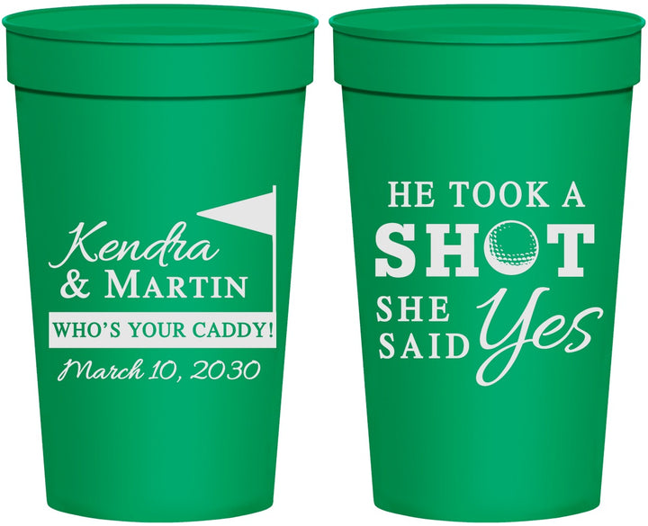 Personalized Wedding 32 oz Stadium Cups - Took A Shot Golf | 320