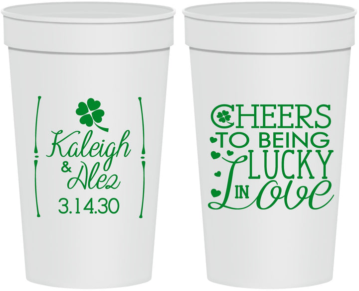 Personalized Wedding 32 oz Stadium Cups - Lucky In Love | 328