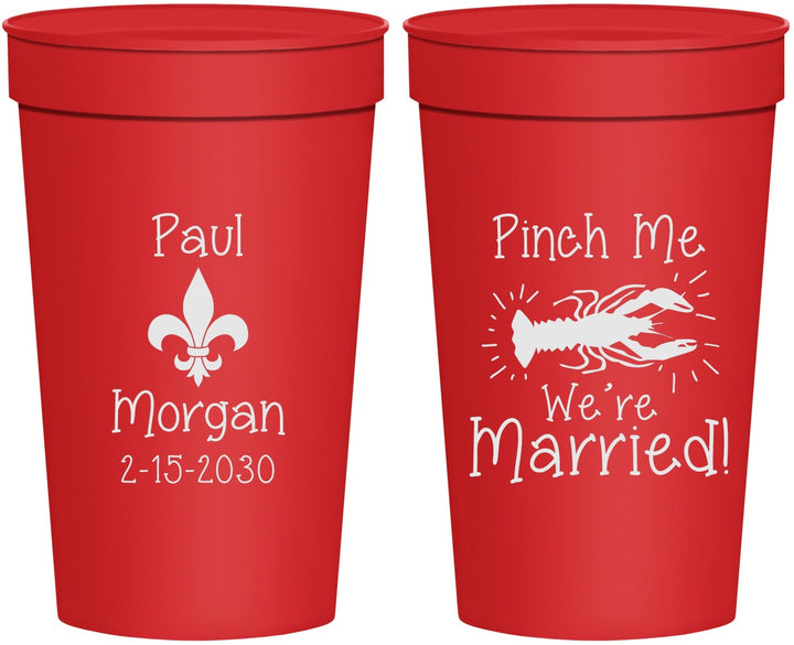 Personalized Wedding 32 oz Stadium Cups - Crawfish Boil | 330