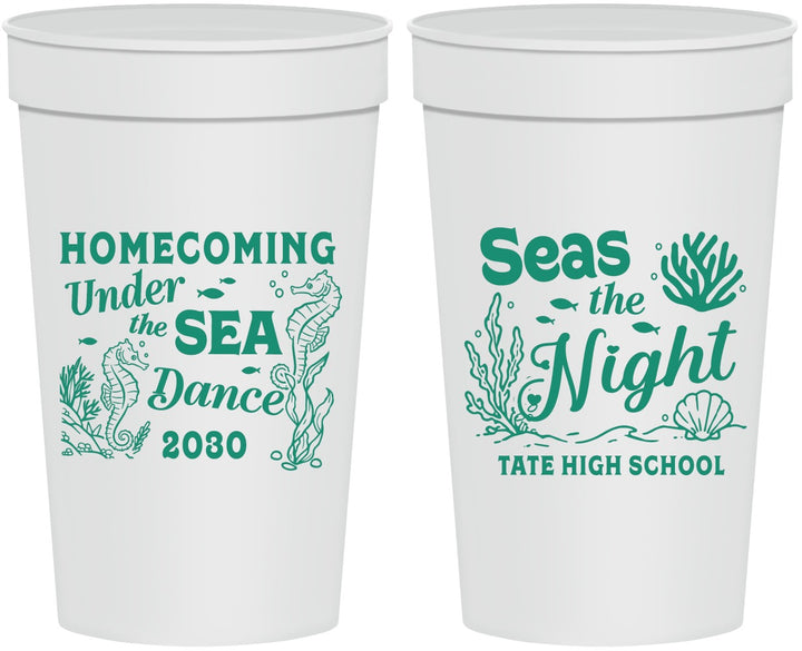Personalized Homecoming 32 oz Stadium Cups - Under The Sea Dance | 330001
