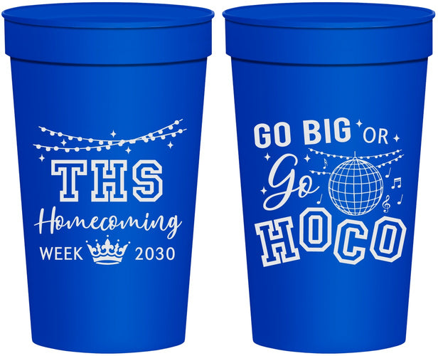 Personalized Homecoming 32 oz Stadium Cups - Big Or Go Hoco | 330004