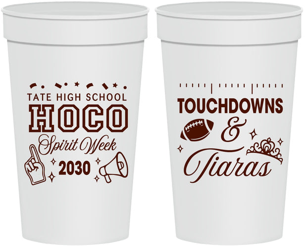 Personalized Homecoming 32 oz Stadium Cups - Touchdowns And Tiaras | 330010