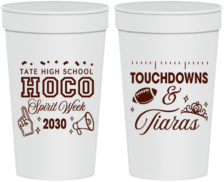 Personalized Homecoming 32 oz Stadium Cups - Touchdowns And Tiaras | 330010